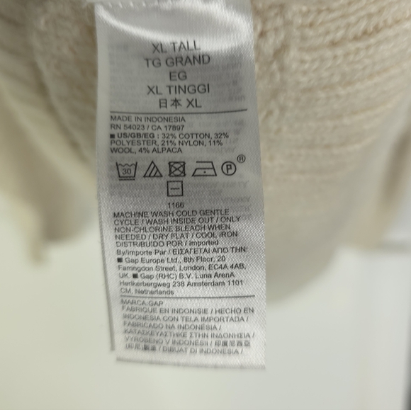 Gap Oversized Cream Wool/alpaca/cotton Blend Sweater XL Tall - Picture 6 of 6